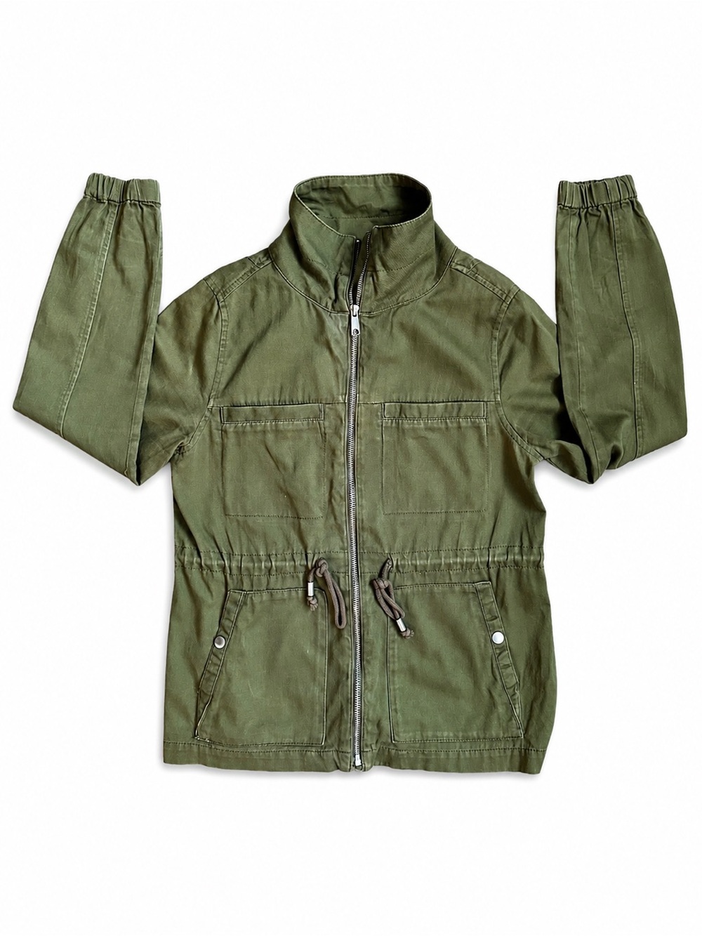 Old Navy Women’s Utility Jacket Size S Olive Green Zip Up Drawstring Military
